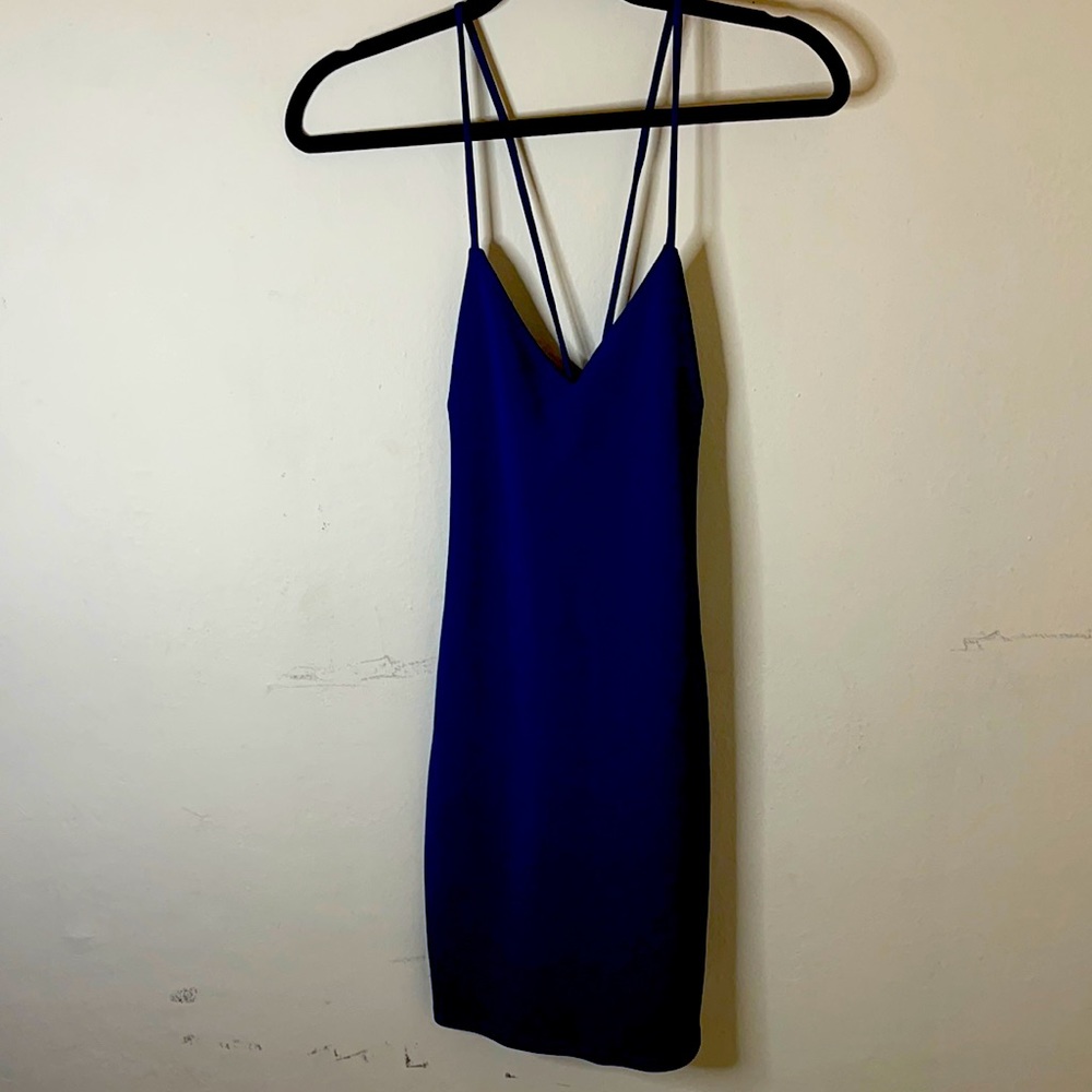 Blue Mini Strapless Dress